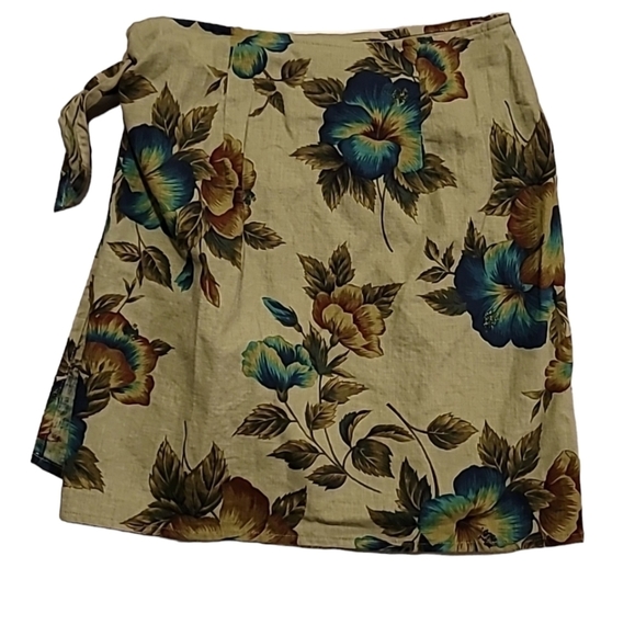 EXPRESS VINTAGE FLORAL LINEN WRAP SKIRT SIZE MEDIUM - Picture 6 of 8